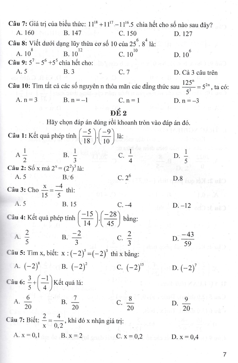 Sách tham khảo- Bộ Đề Kiểm Tra Toán 7 (Bám Sát SGK Chân Trời Sáng Tạo)_HA