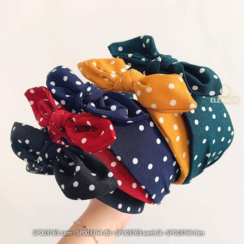 Băng đô cài tóc nữ Eleanor Accessories hình nơ họa tiết chấm bi phụ kiện tóc dễ thương