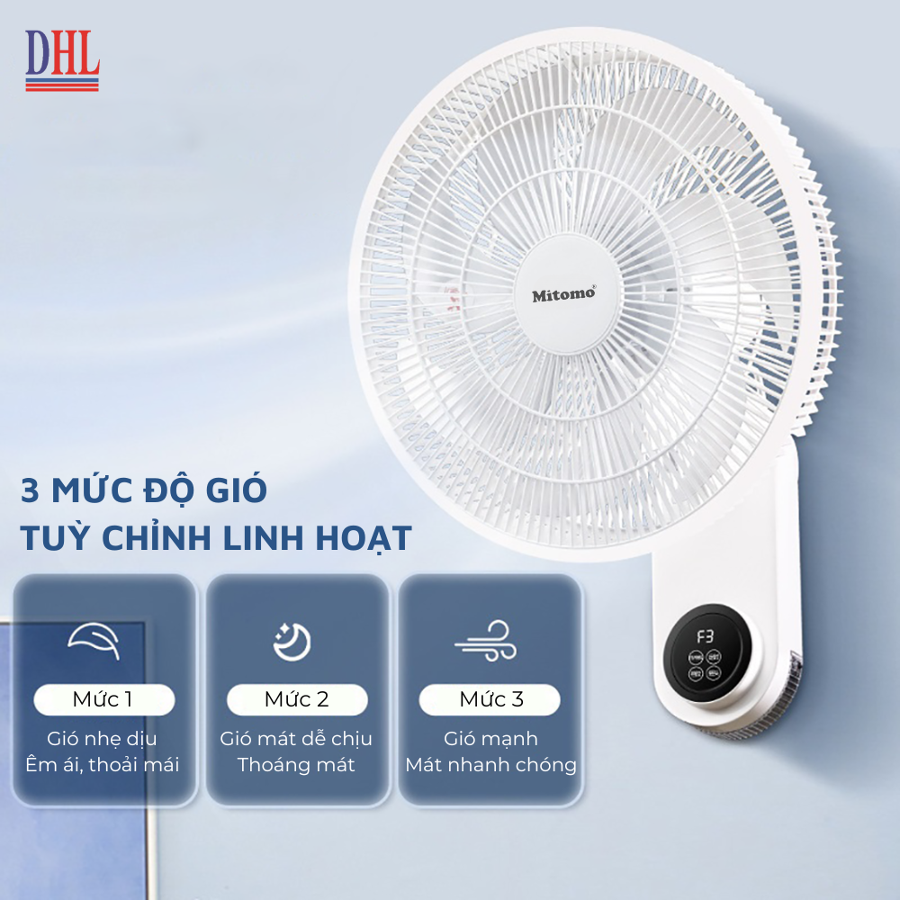 Quạt điện treo tường remote FTT-60AEC-D39, công suất 60W, hoạt động êm ái, hẹn giờ thông minh - hàng chính hãng Bảo hành 2 năm