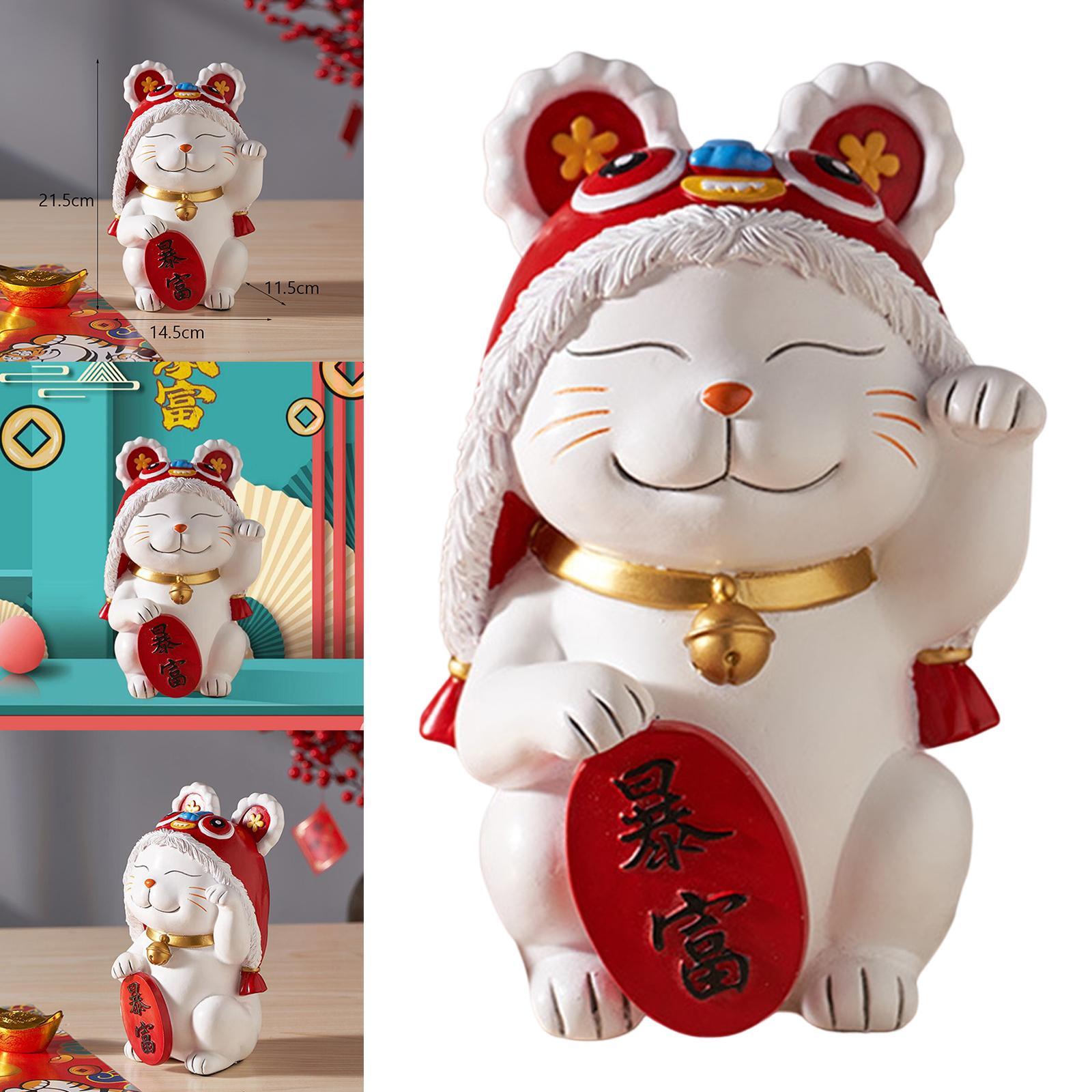 Japanese Lucky Cat Statue Sculpture Figurine for Desk Office Decor