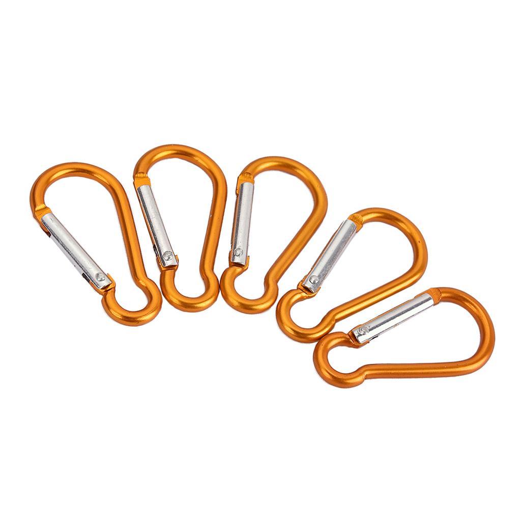 5 Pieces Aluminum D Shape Buckle Carabiner Key Chain Clip Hook for Home Hiking Camping