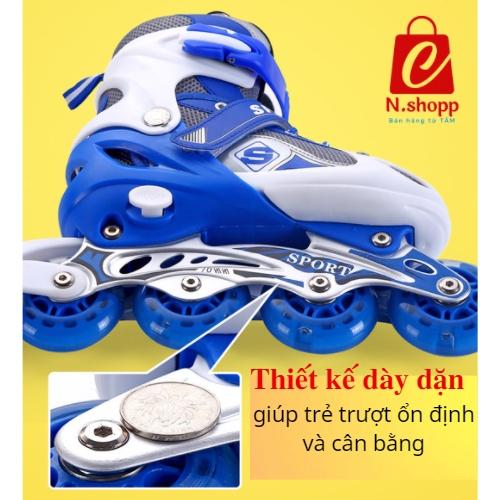 GIÀY patin trẻ em có led dáng thể thao cá tính cho bé trai, bé gái full bảo hộ