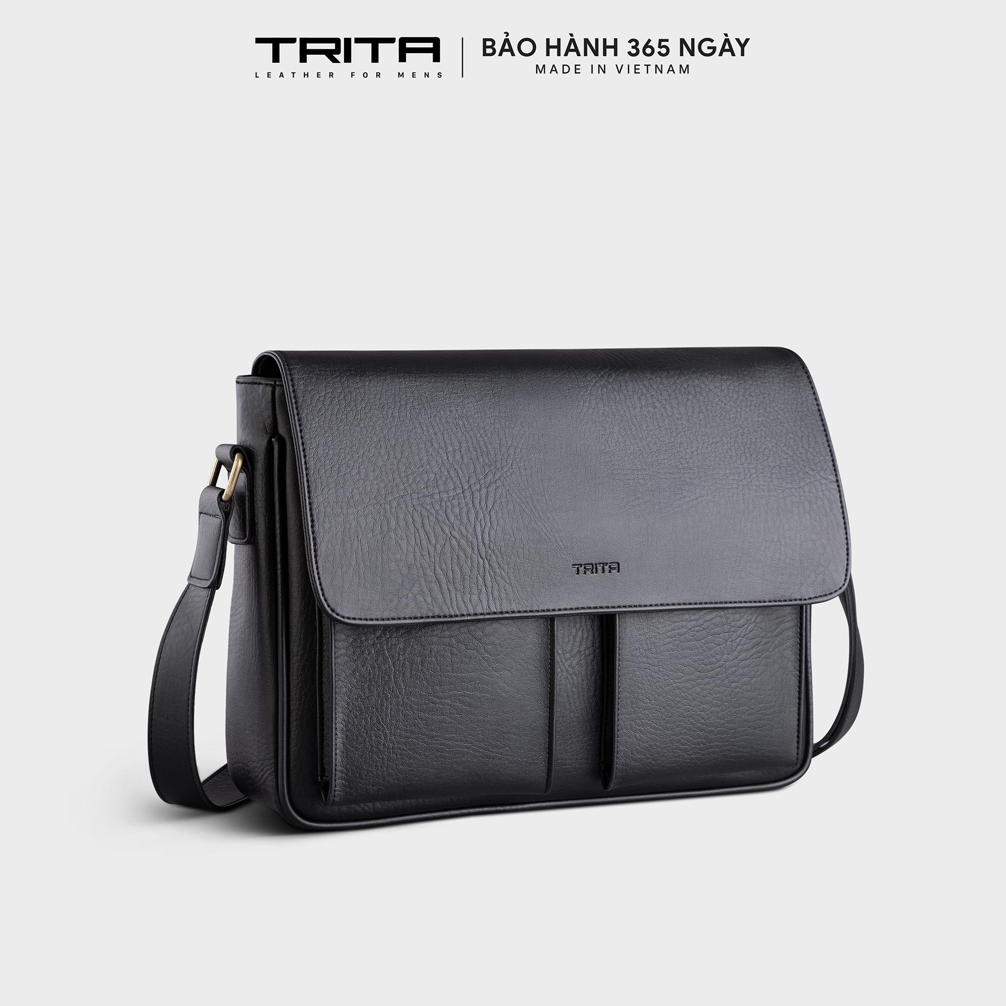 Túi Trita ( Thời trang nam dáng ngang phối ngăn đôi - Túi đeo chéo da RTN6 )
