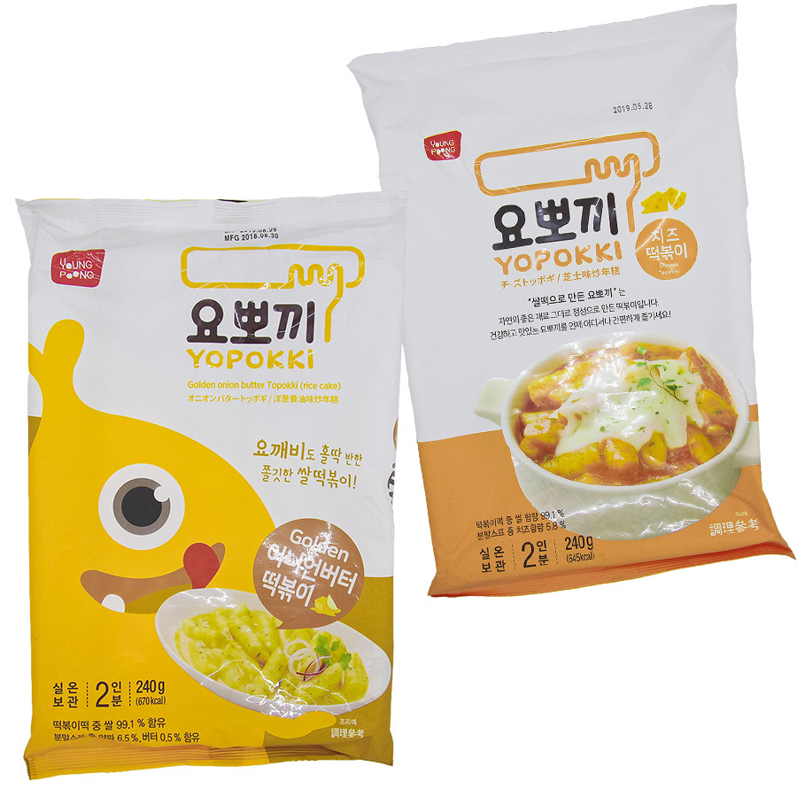 Combo 2 vị: Phomai, Bơ hành - Bánh gạo Hàn Quốc Yopokki gói lớn