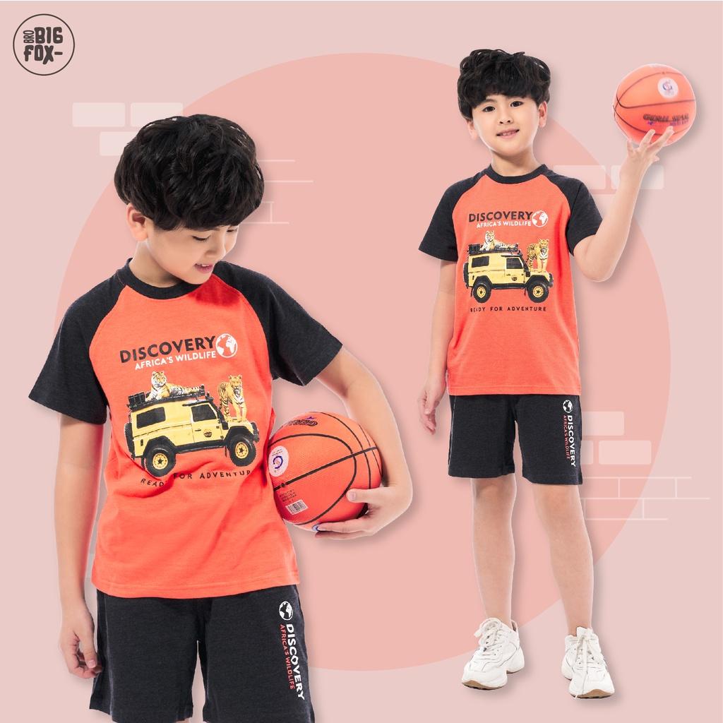 Bộ Cộc Tay Bé Trai Bigfox Size Đại, Bộ Cotton Trẻ Em Mùa Hè In Ô tô DISCOVERY 3-11