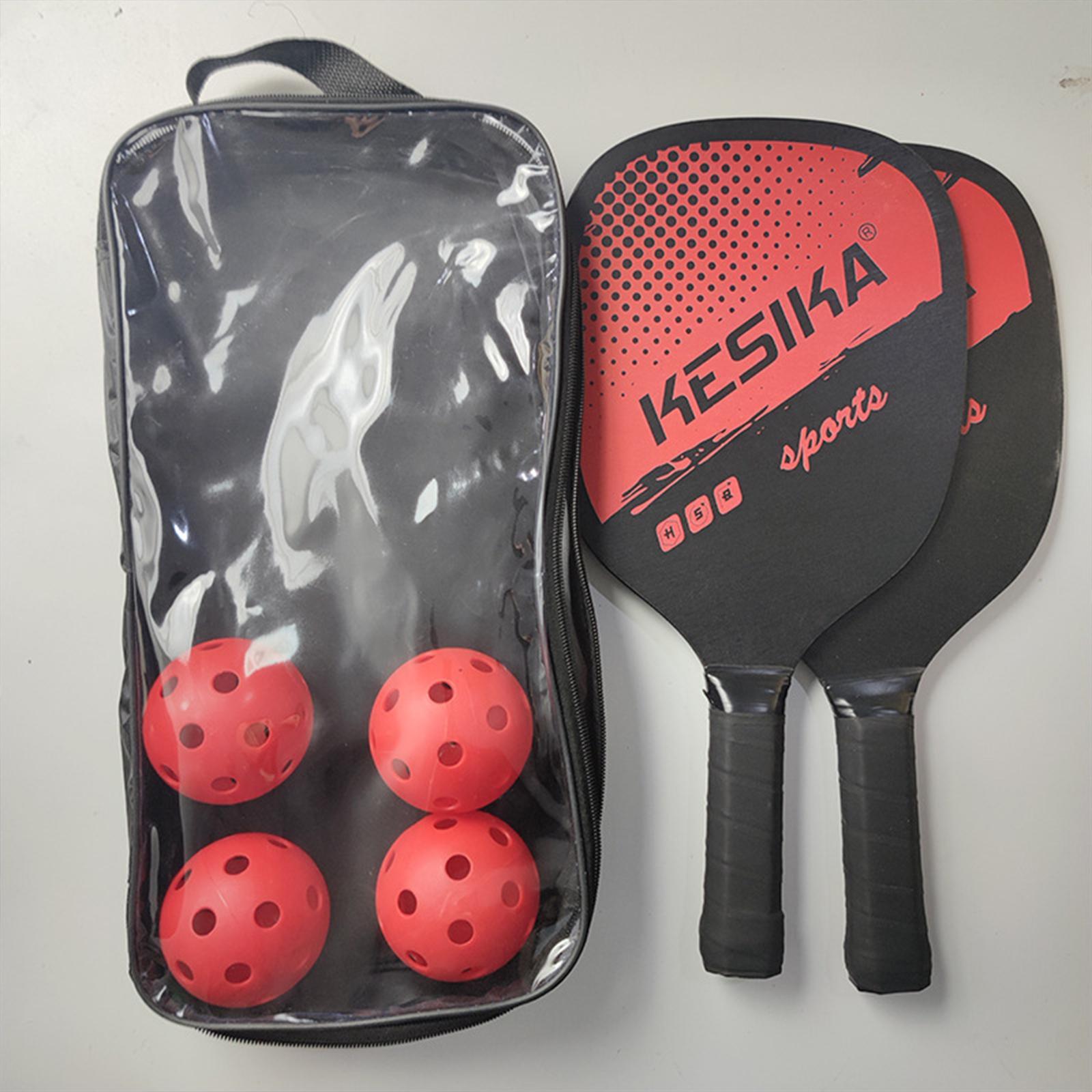 Pickleball Paddles Set Rackets Carry Bag Wood 4 Balls for Indoor Women Adults Equipment
