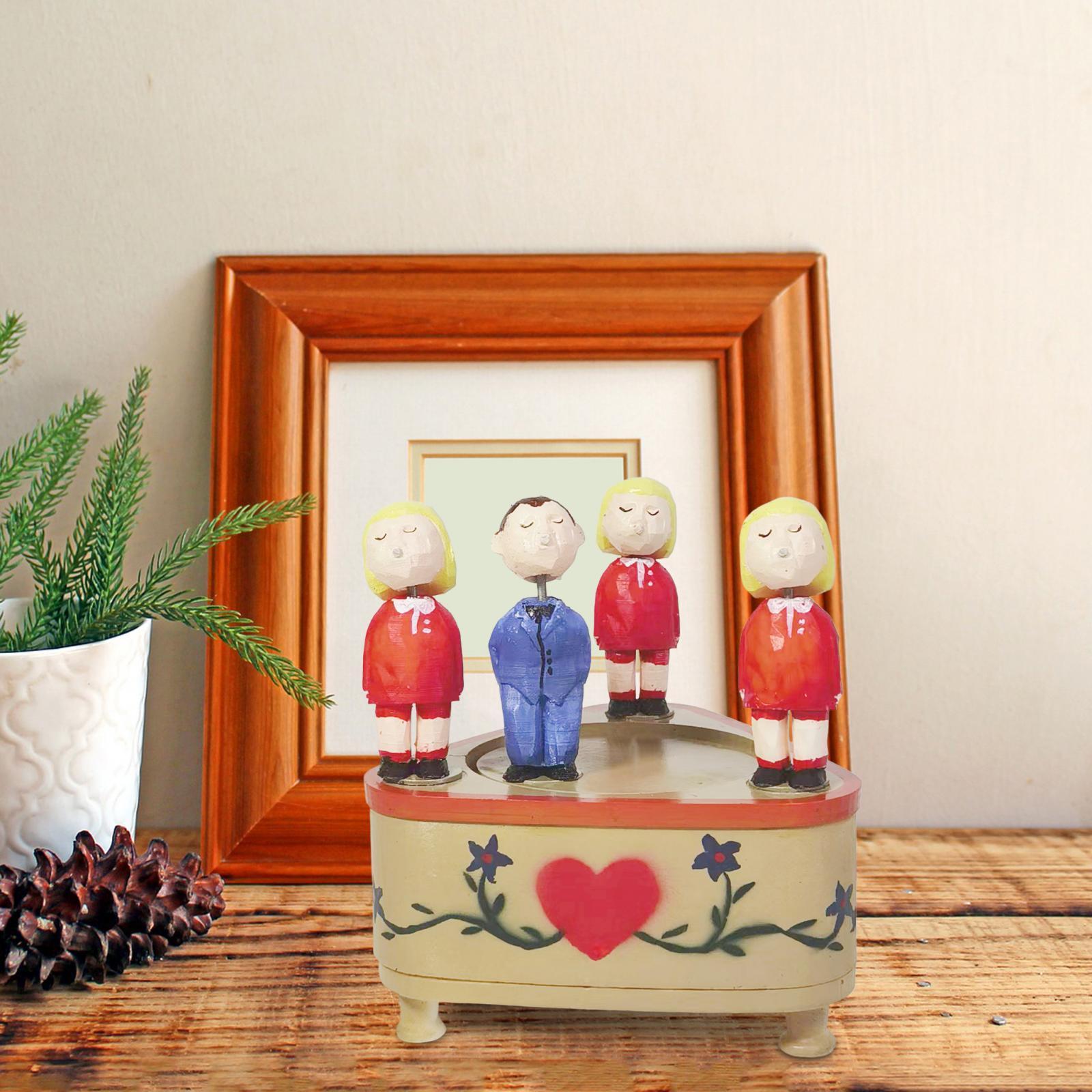 Kissing Couple Doll Music Box Creative Music Mechanism Rotating Statue for Birthday Gifts Boys
