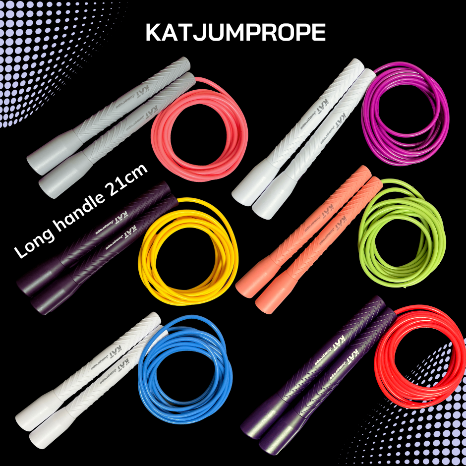 Dây nhảy tốc độ KATjumprope PVC 5mm tay cầm dài 21cm - Long handle pvc rope