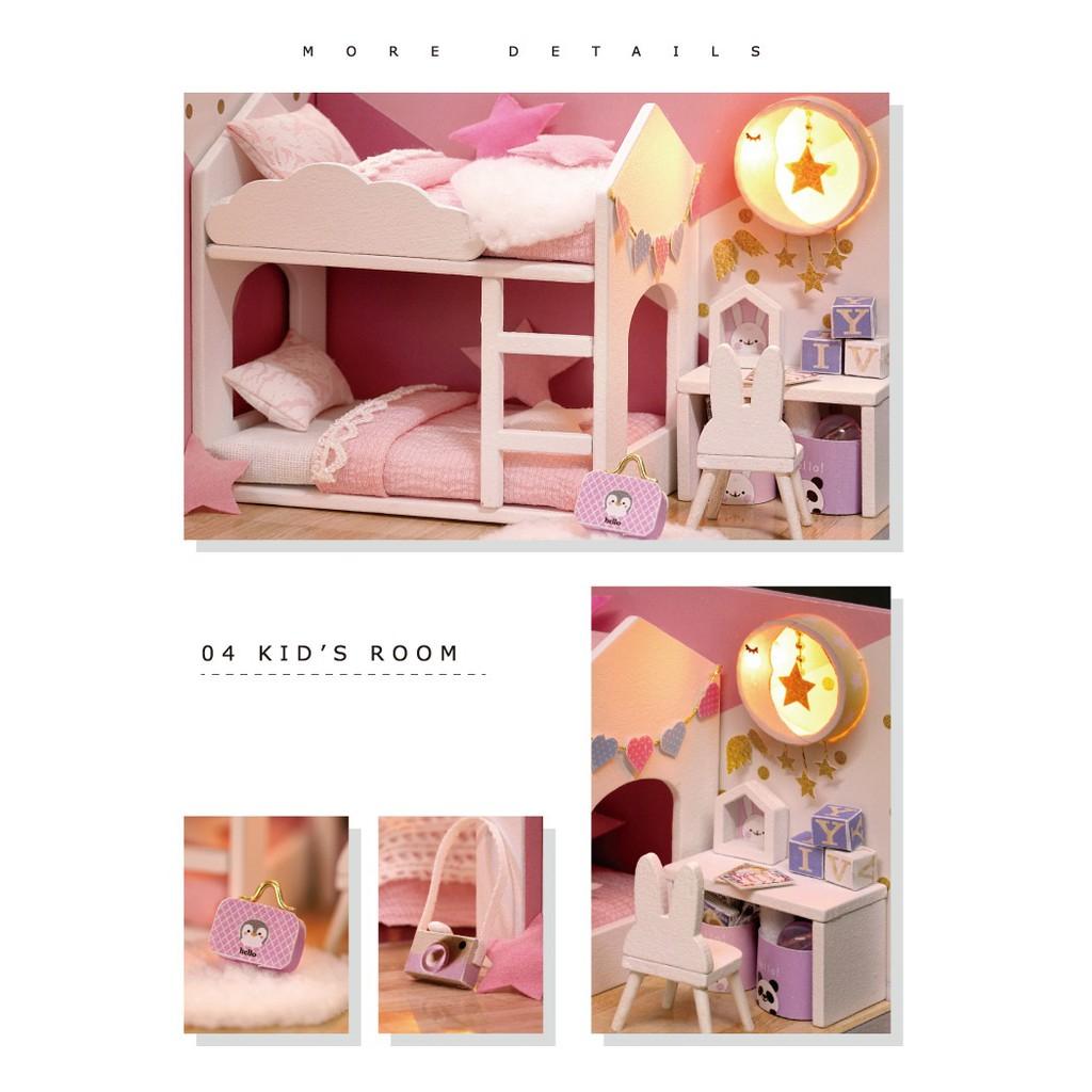 Mô hình nhà búp bê DIY Doll House Miniature_ DREAM ANGEL _CHE BỤI + KEO