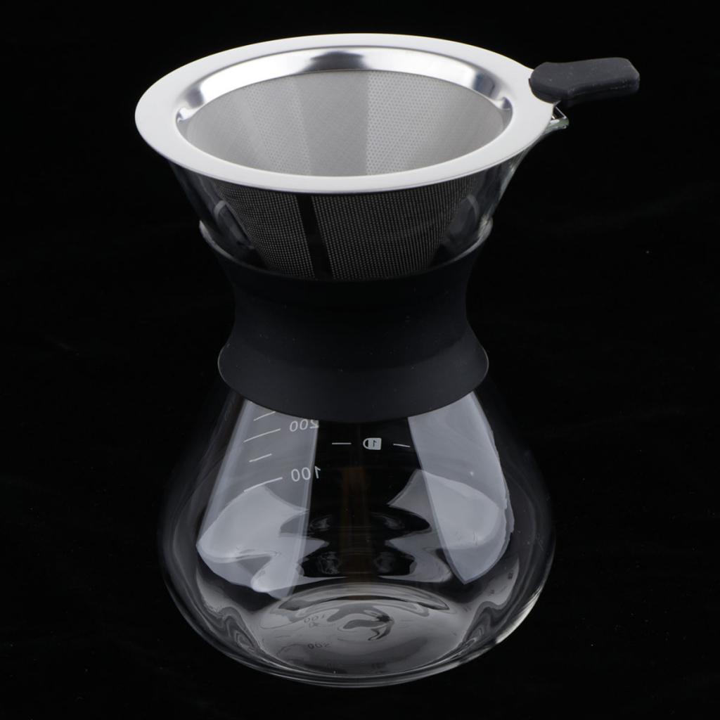 Coffee Maker Set Pour Over Hand Drip Pot + Cone Coffee Dripper Filter Net