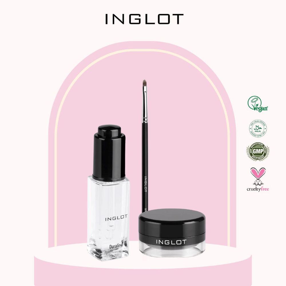 Bộ trang điểm mắt gồm Gel kẻ mắt lâu trôi AMC + tinh chất Duraline + cọ kẻ mắt 32T INGLOT