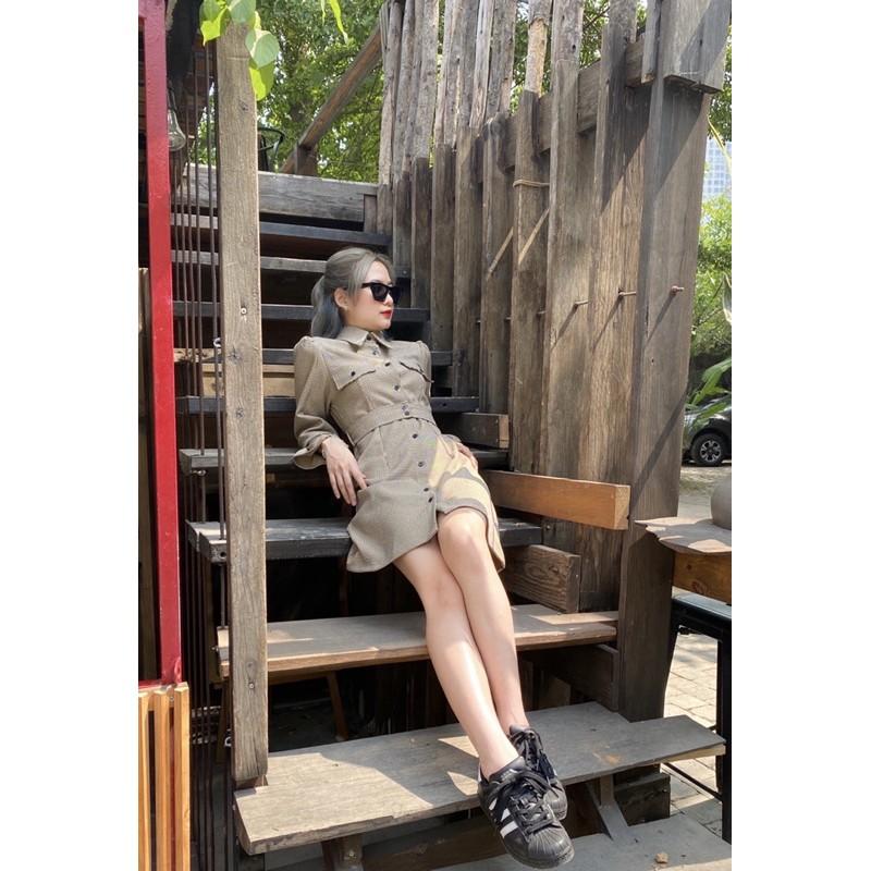 - Đầm style Hàn thanh lịch kèm đai eo