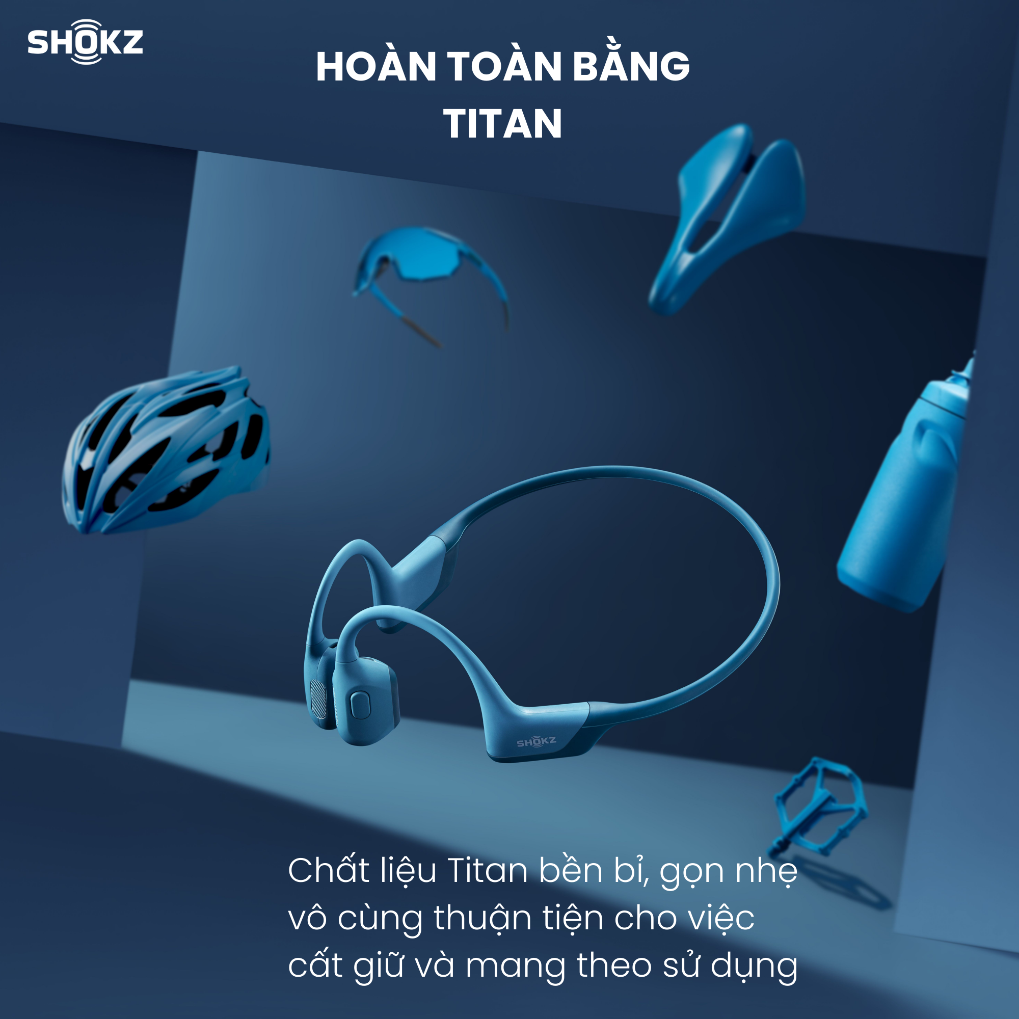 Tai Nghe Bluetooth Thể Thao Truyền Âm Thanh Qua Xương SHOKZ OPENRUN PRO S810 Màu Xanh Dương - Hàng chính hãng