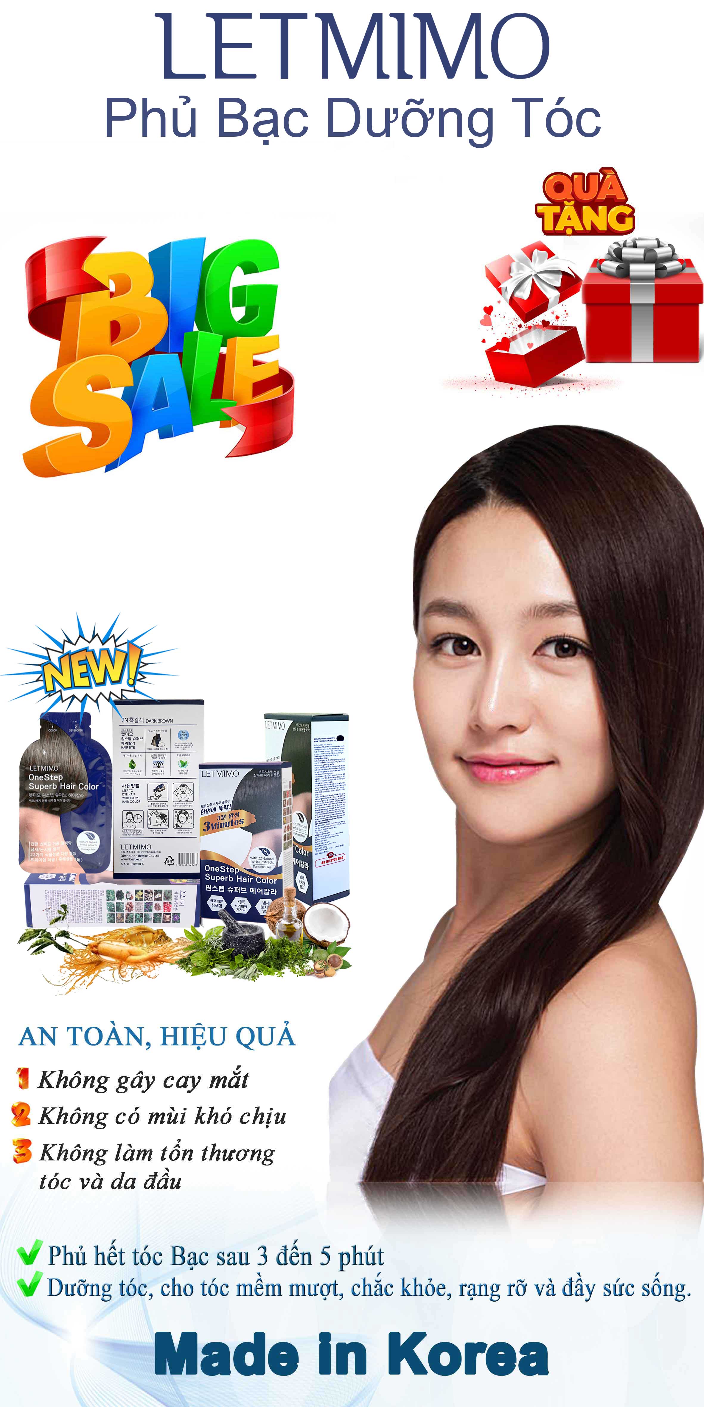 LETMIMO Thuốc Nhuộm tóc , Phủ Bạc Dưỡng tóc Thảo Mộc, 2N Màu Nâu Đen, Hộp 5 Gói, Mỗi gói 24g