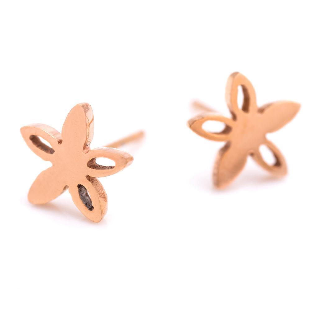 Fashion Women Girls Flower Stainless Steel Ear Stud Earrings Charm Jewelry