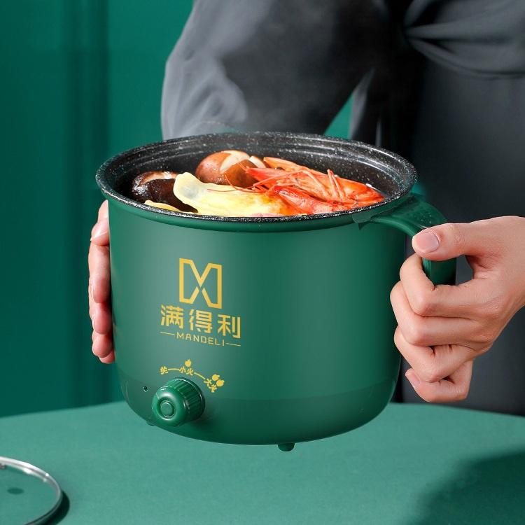 Nồi lẩu mini xanh đa năng 2 tầng điện núm xoay 2 nấc nhiệt kèm giá hấp 1,8L