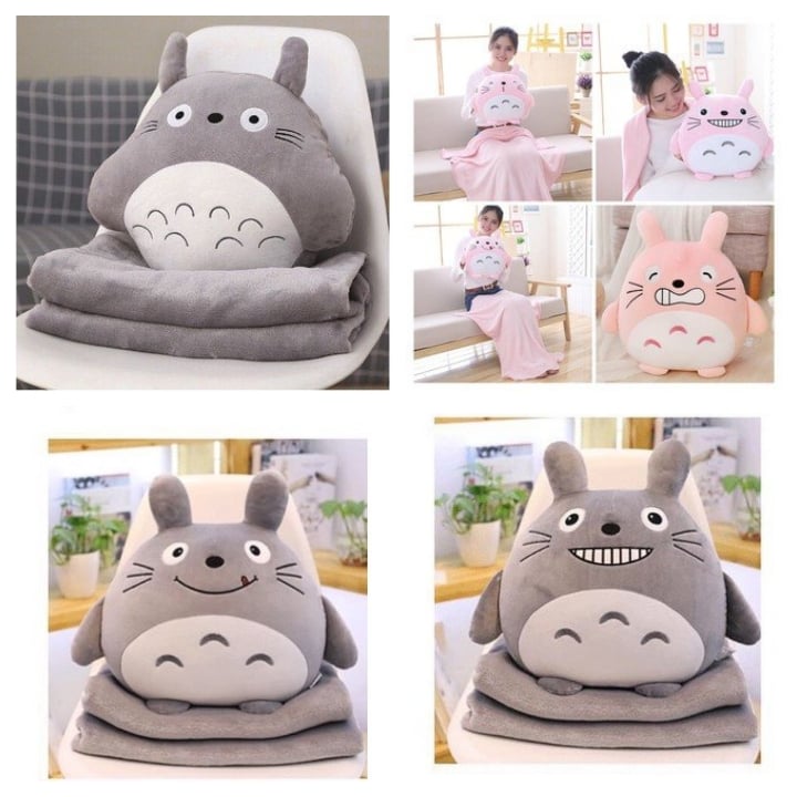 Bộ chăn gối văn phòng totoro tròn, totoro biểu cảm