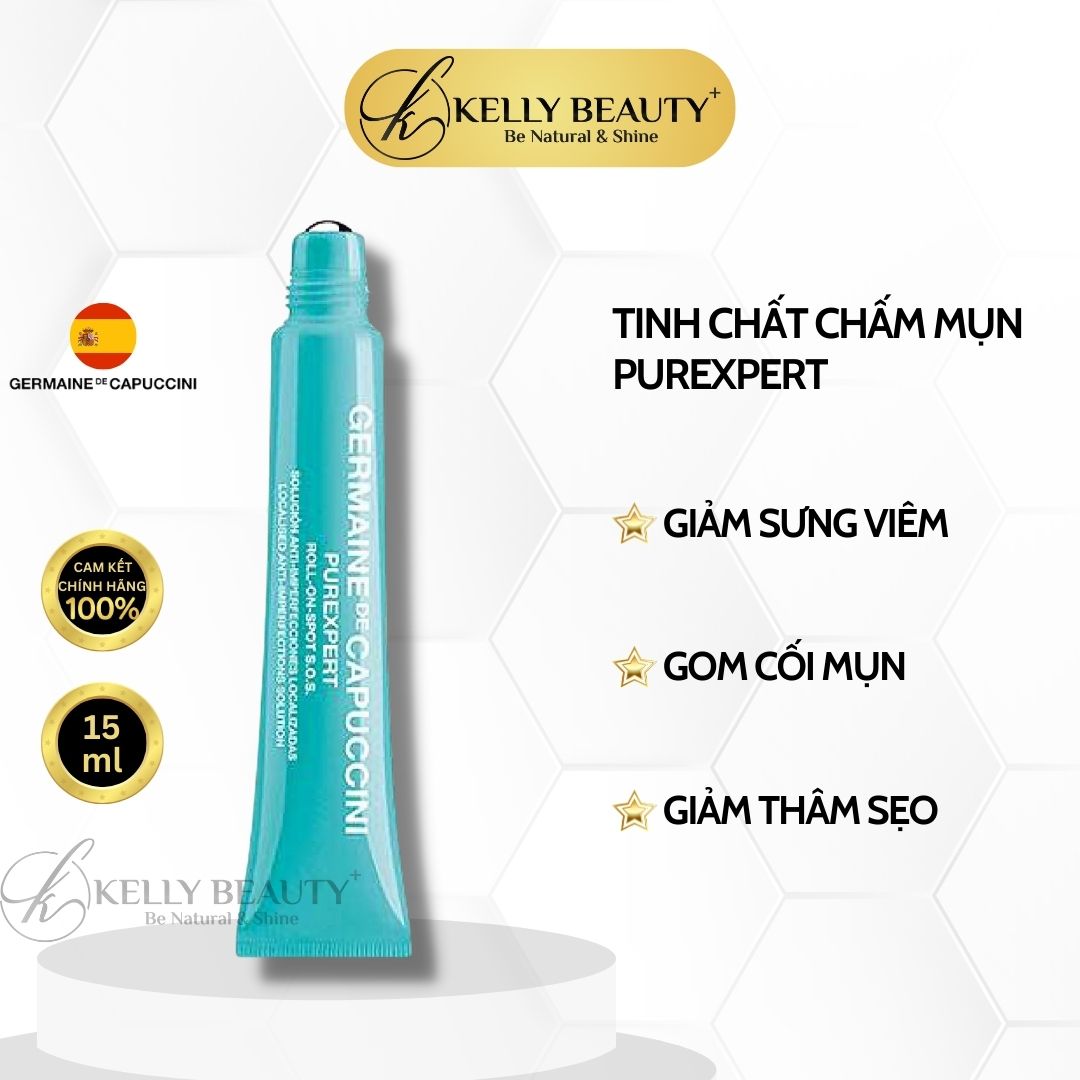 Tinh Chất Chấm Mụn Germaine PUREXPERT Roll On Spot S.O.S - Giảm Sưng Viêm, Gom Cồi Mụn; Ngừa Thâm Sẹo | Kelly Beauty