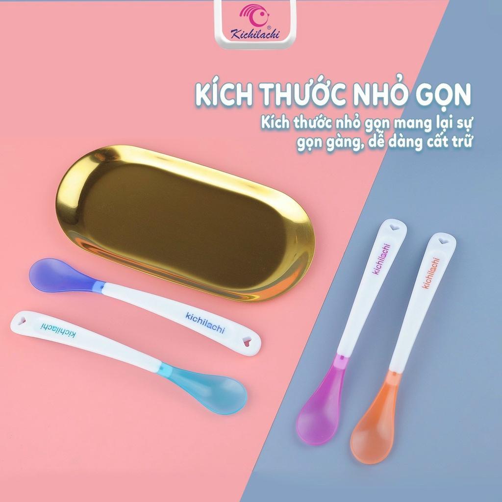 Bộ 4 thìa, muỗng báo nóng Kichi thân dài cho bé