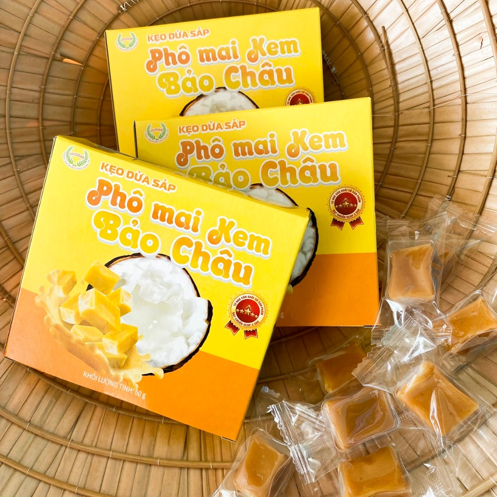 Kẹo dừa sáp VICOSAP vị cà phê muối phô mai kem Bảo Châu kẹo mềm dẻo ít đường đặc sản Trà Vinh