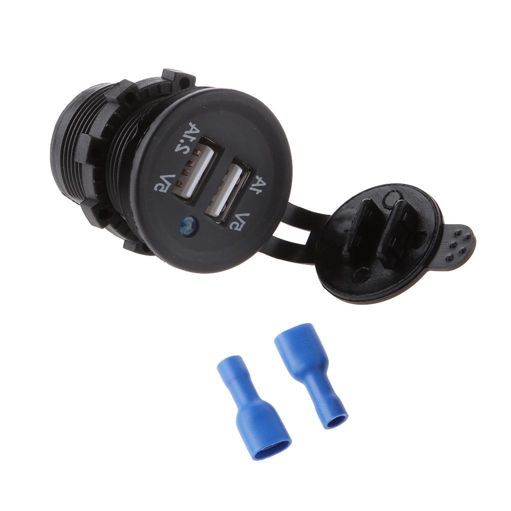 Waterproof Dual USB Motorcycle Car Power Adapter Charger Plug Socket