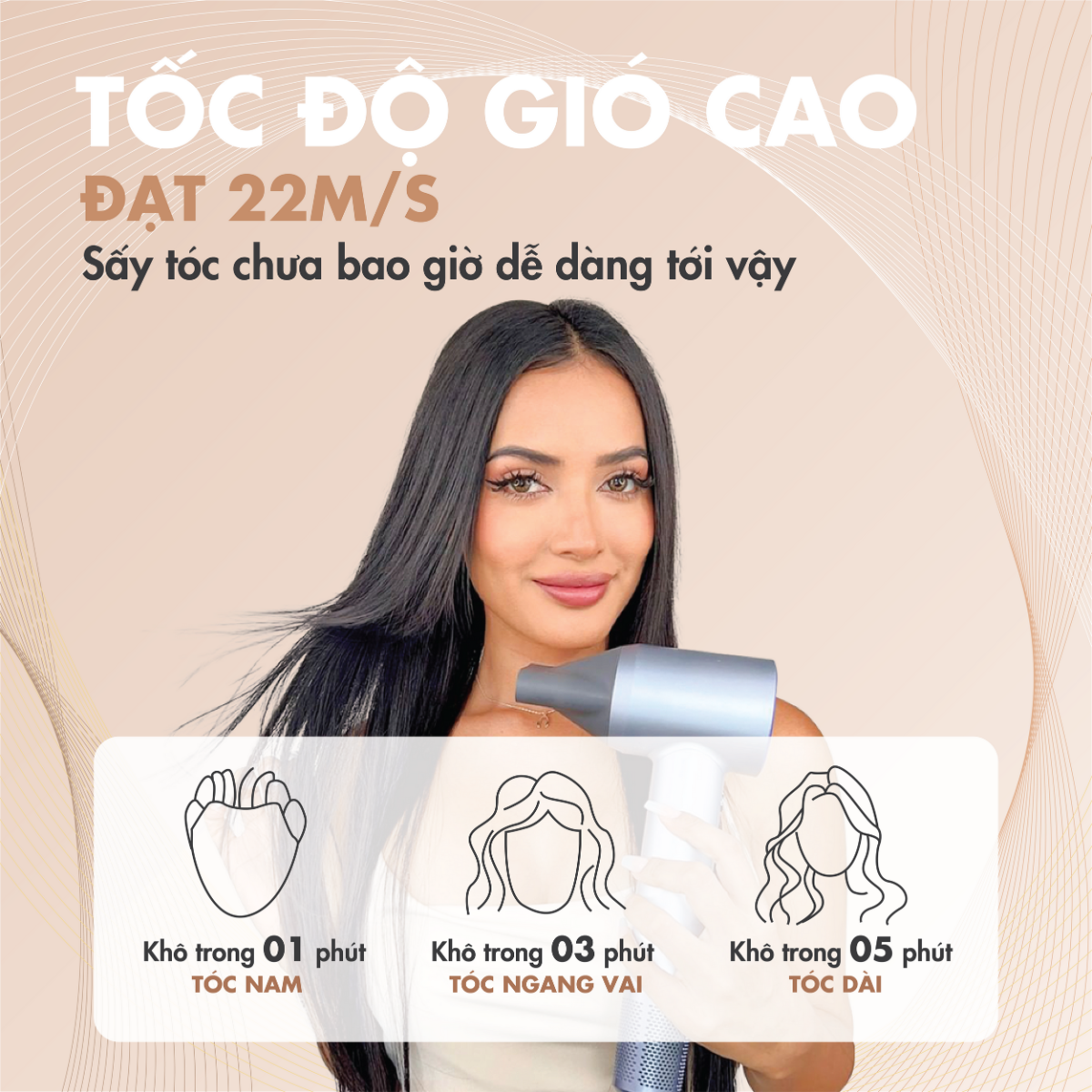 Máy sấy tóc ion âm tốc độ cao Laifen Swift Màu Đen