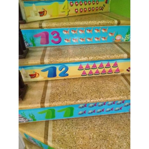 Set 11 bậc decal trang trí cầu thang số đếm sinh vật biển