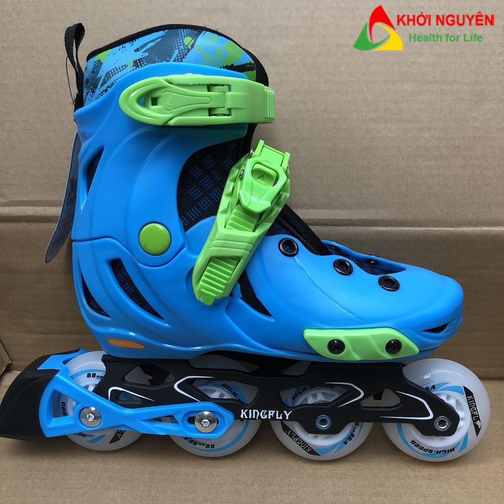 Giày patin trẻ em cao cấp Kingfly W198 có đèn led bánh cao su, tặng kèm bảo hộ chân tay, quà tặng năm mới và sinh nhật