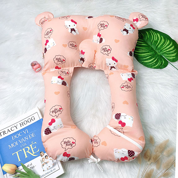 Gối Ôm Cho Bé Sơ Sinh Đa Năng Chữ U Chống Giật Mình Chống Méo Bẹp Đầu Chất Liệu Cao Cấp Siêu Tiện Lợi