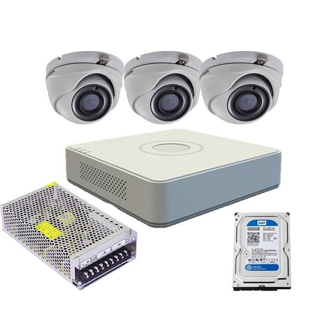 Trọn bộ 3 camera bán cầu HIKVISION,Đầu ghi hình Analog 4 kênh DS-7104HGHI-F1.Lưu xem được lịch sử 2o ngày, chuẩn sắc nét - Hàng Chính Hãng