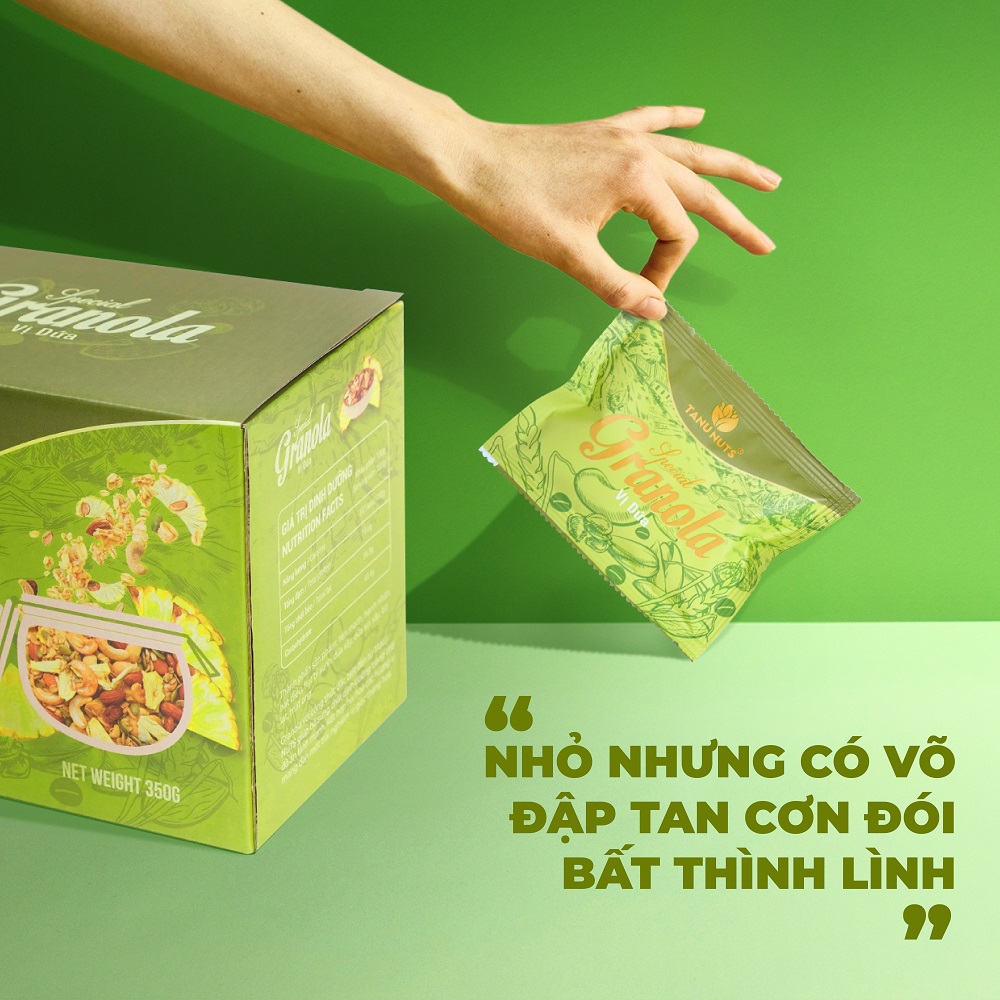 Ngũ cốc granola siêu hạt Special TANU NUTS túi nhỏ tiện lợi mix hạt dinh dưỡng tốt cho bà bầu, ăn kiêng giảm cân.