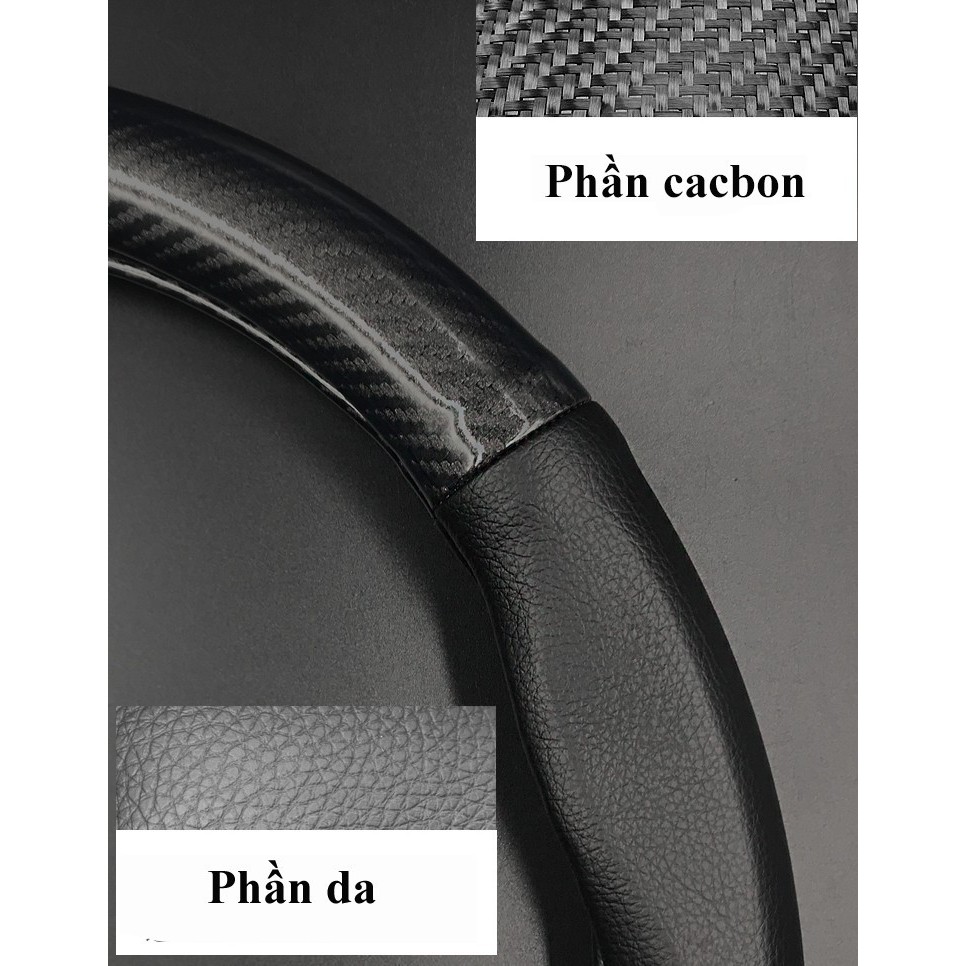 Bọc vô lăng xe Mitsubishi Xpander chất liệu da bọc vân Cacbon cao cấp