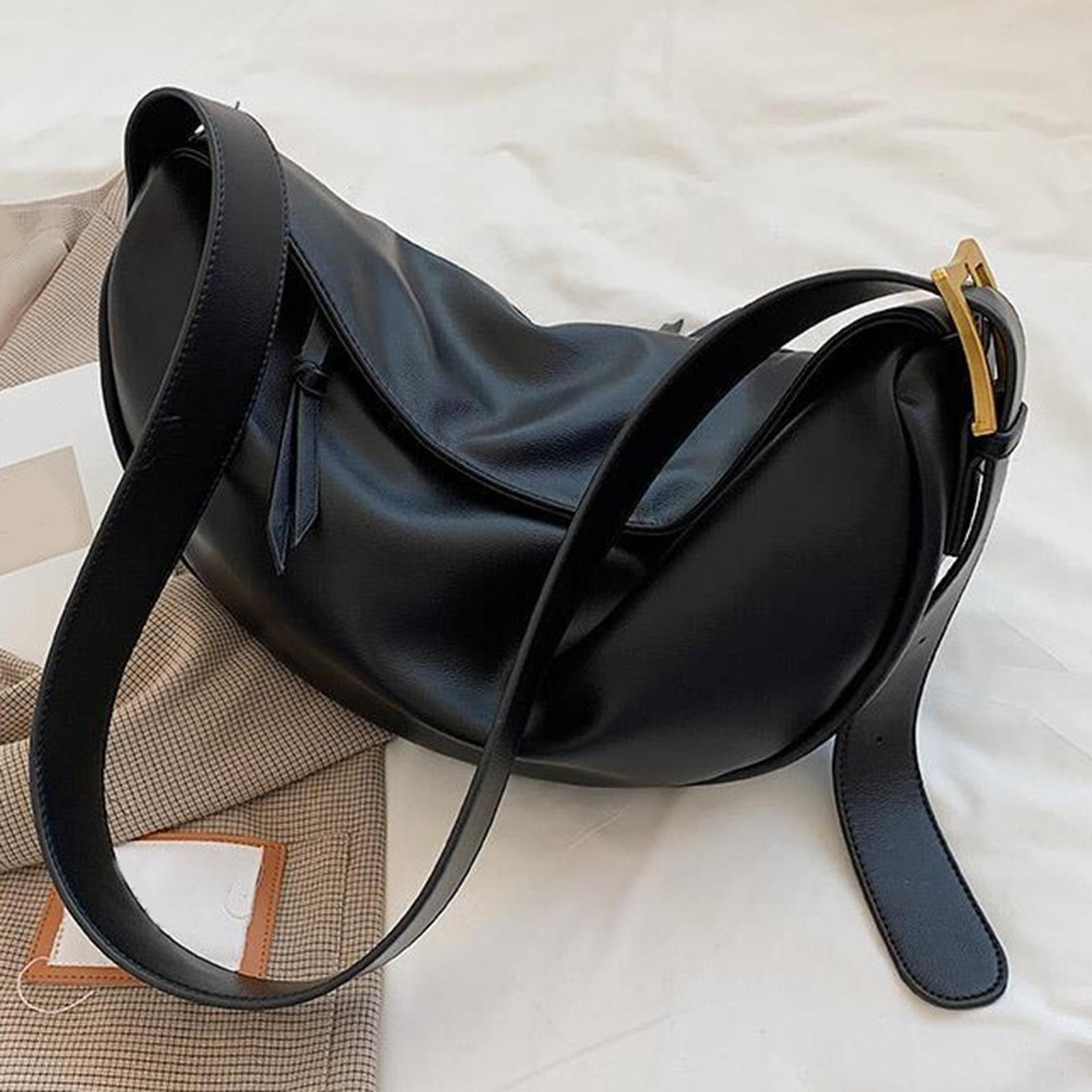 Casual Dumpling Bun Tote Lady Purse Adjustable Strap Women Girls PU Leather Shoulder Bag