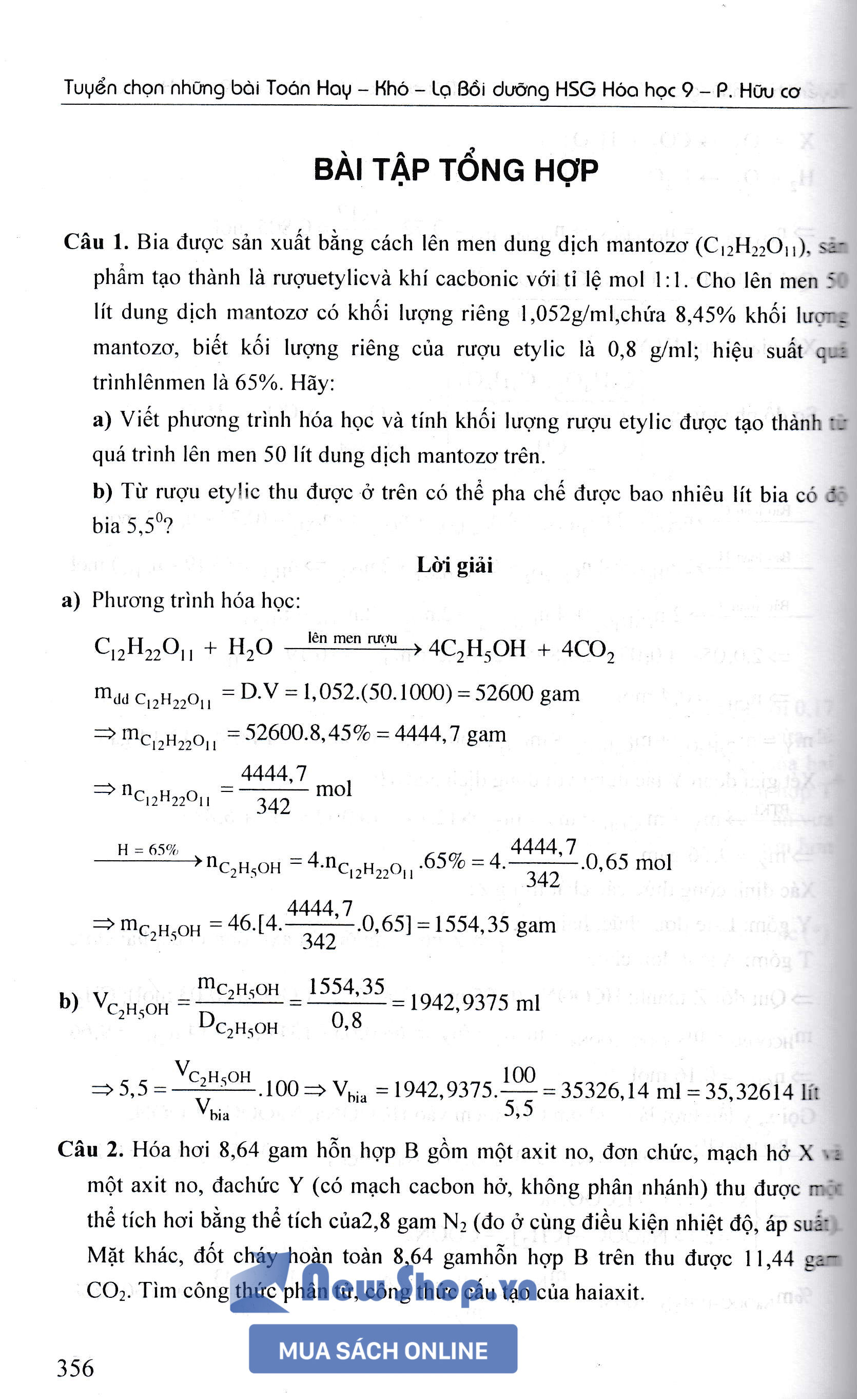 Tuyển Chọn Những Bài Toán Hay - Khó - Lạ Bồi Dưỡng HSG Hóa Học 9: Phần Hữu Cơ  _ KV