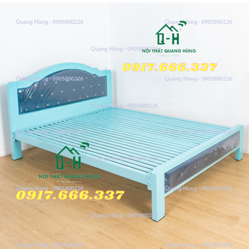 GIƯỜNG SẮT SẮT HỘP 5X10 DÀY DẶN MÀU XANH DƯƠNG DÀNH CHO GIA ĐÌNH