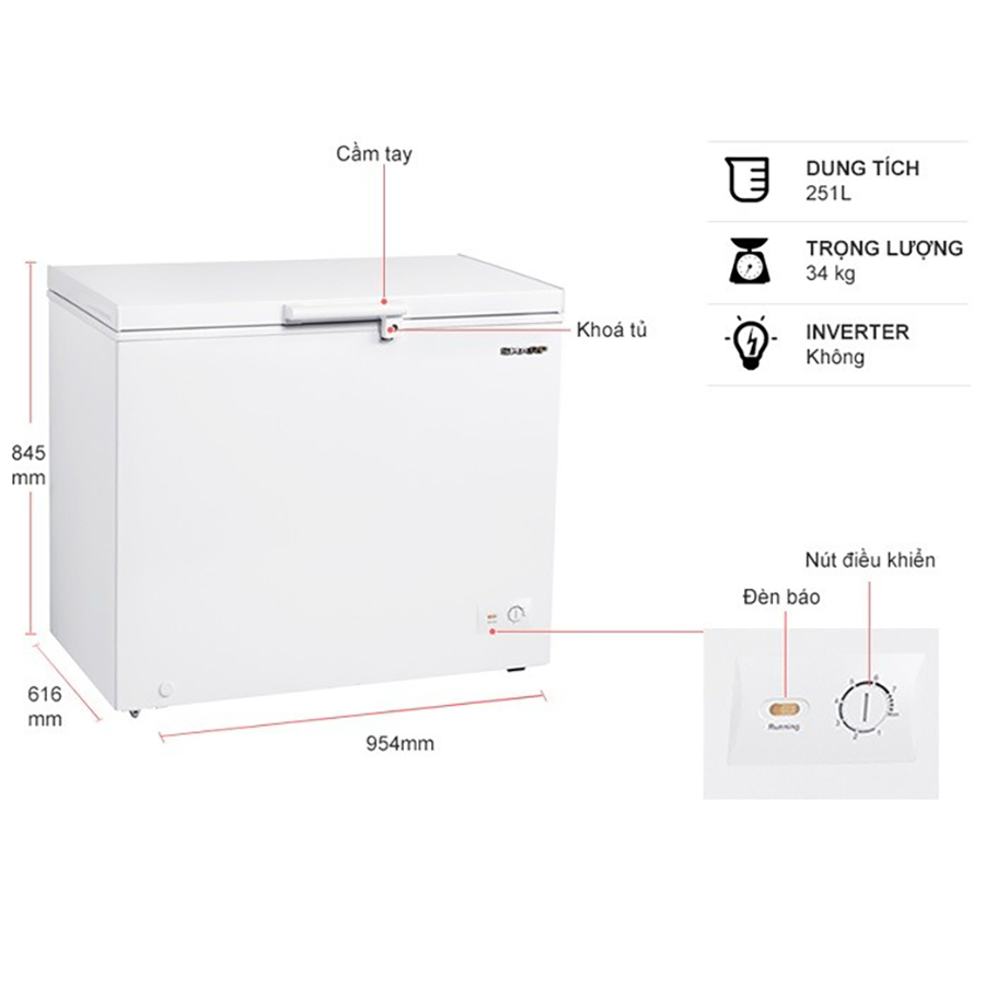 Tủ đông Sharp 251L FJ-C251V-WH - Chỉ giao Hà Nội