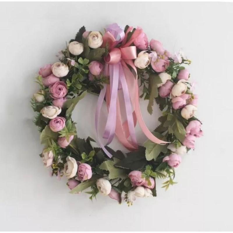 Hoa Trà Lụa Gấm Vân 30cm - Cành hoa giả