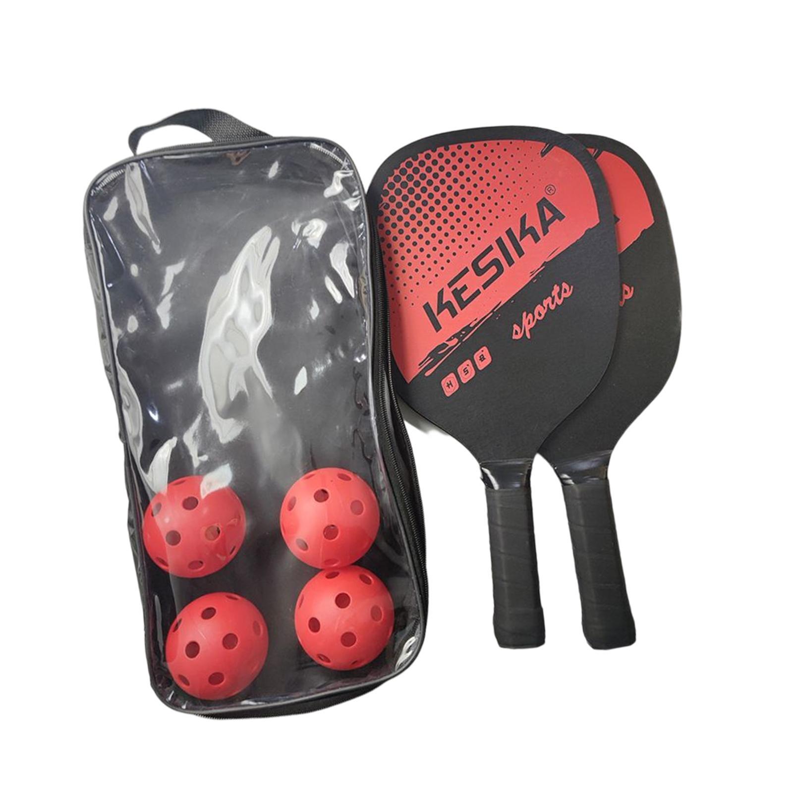 Pickleball Paddles Set Rackets Carry Bag Wood 4 Balls for Indoor Women Adults Equipment