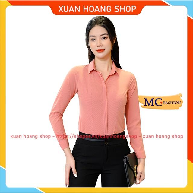 Áo Sơ Mi Nữ Dài Tay Kẻ Sọc Caro Đẹp Dáng Công Sở Mc Fashion, Màu Hồng, Xanh, Nâu Tây, Đỏ, Trắng, Cam A682