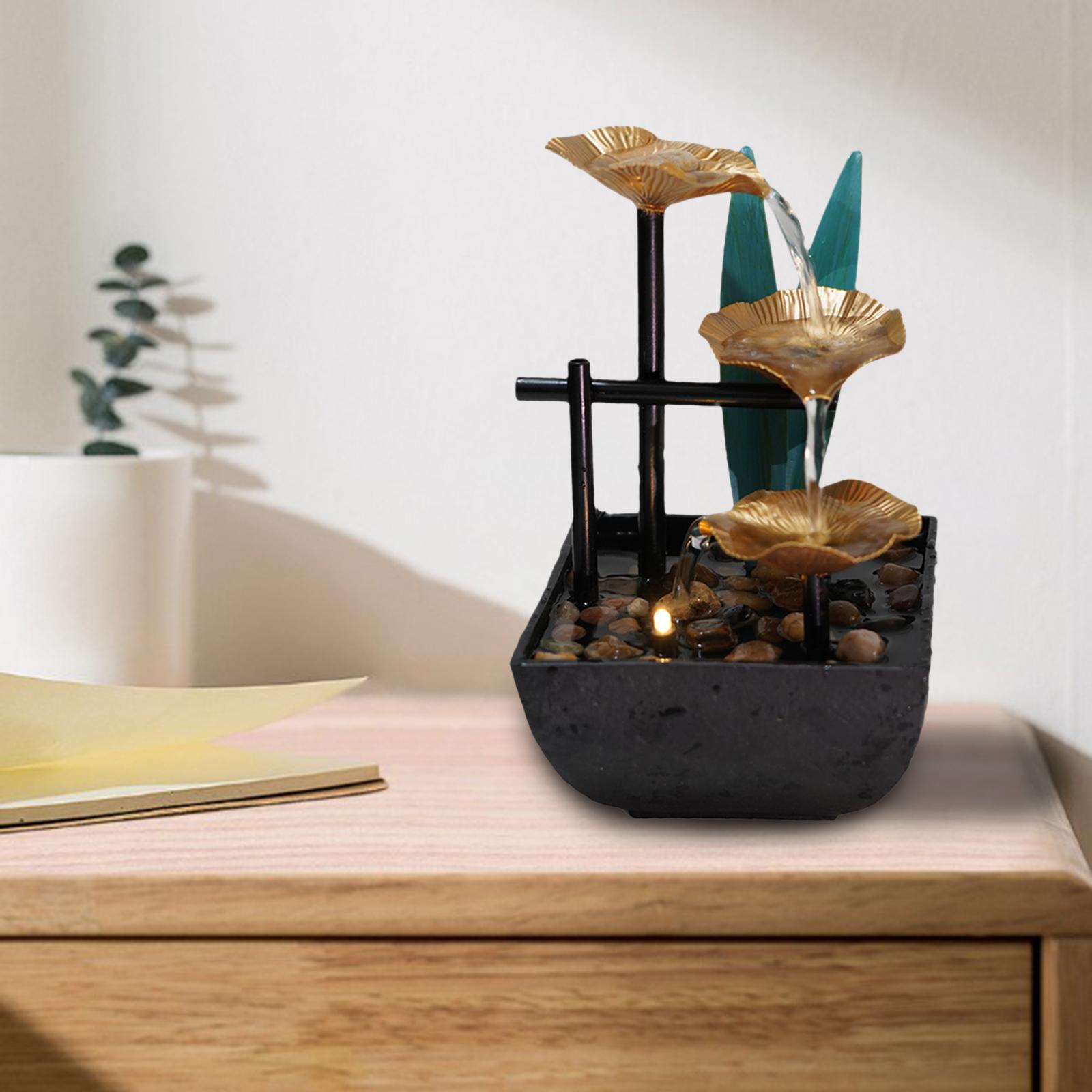 Relaxation Tabletop Water Fountain Indoor Garden Zen Desktop Waterfall Decor