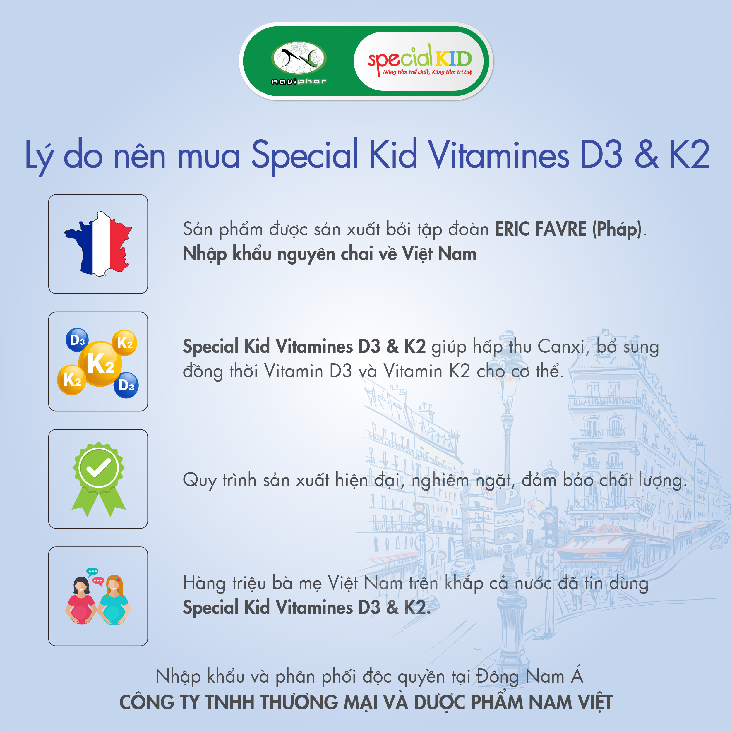 TPBVSK Special Kid Vitamines D3 et K2 - Tinh dầu bổ sung Vitamin D3 và Vitamin K2, hỗ trợ tăng cường hấp thu canxi (10ml) [Nhập khẩu Pháp]