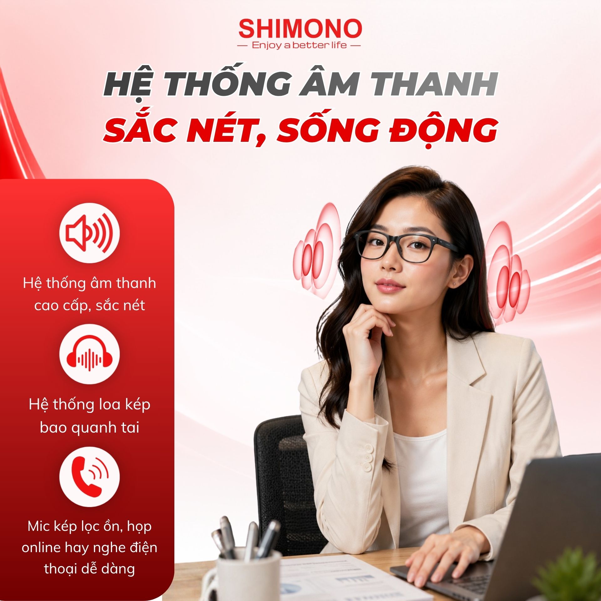 Kính Thông Minh AI Dịch Thuật SHIMONO AIMB-S2 Max Trợ lý AI, Bluetooth Đàm Thoại, Camera 5MP Sắc Nét Hàng Chính Hãng