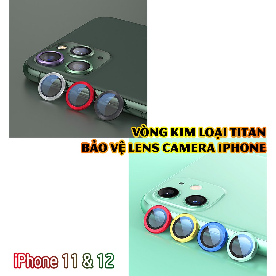 Tặng hộp đựng lens cao cấp - Vòng kim loại titan bảo vệ lens camera dành cho các dòng iphone 11 / iphone 12 - Vàng gold