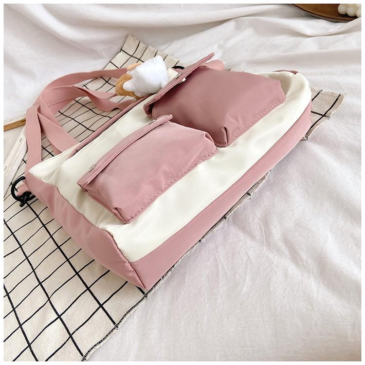 Túi Xách Đeo Chéo Canvas Cỡ Lớn Phối Túi Mini Phong Cách Nhật Bản Học Sinh, Sinh Viên - Mã XT021