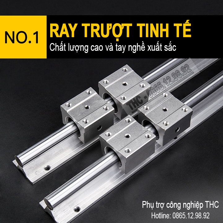 Thanh Ray Trượt Tròn Có Đế SBR16 (1 Thanh Ray Ø16 + 2 Con Trượt) Ray Trượt Bi Chịu Tải Cao Trượt Trơn Êm Chính Xác