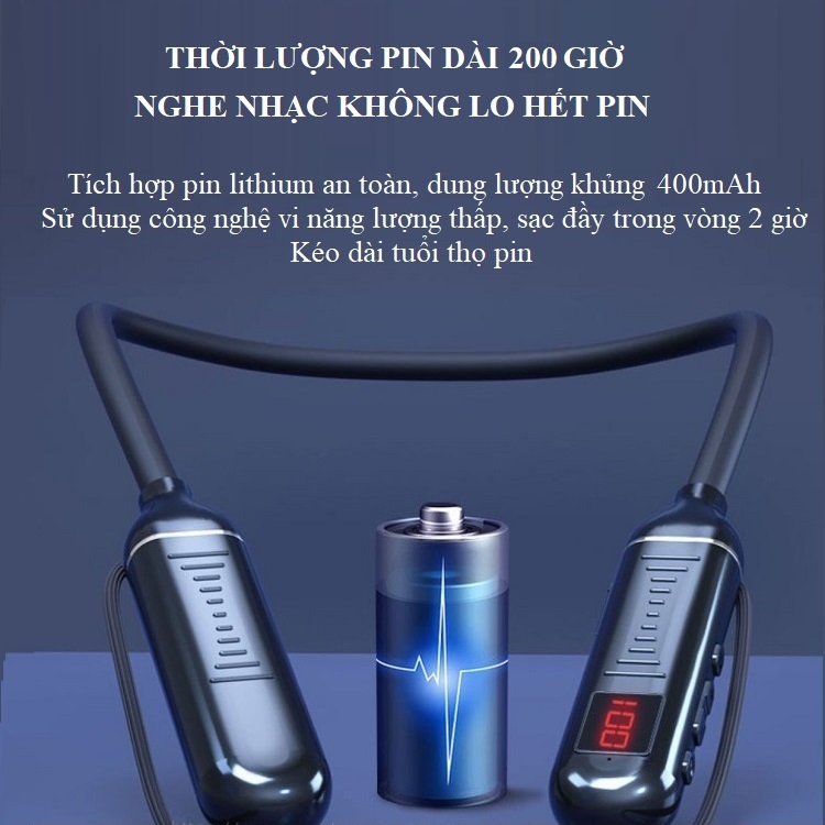 Tai Nghe Đeo Cổ Thể Thao M68 (Âm thanh chất lượng Hifi sống động, chân thật-Dung lượng pin lớn 400mAh)