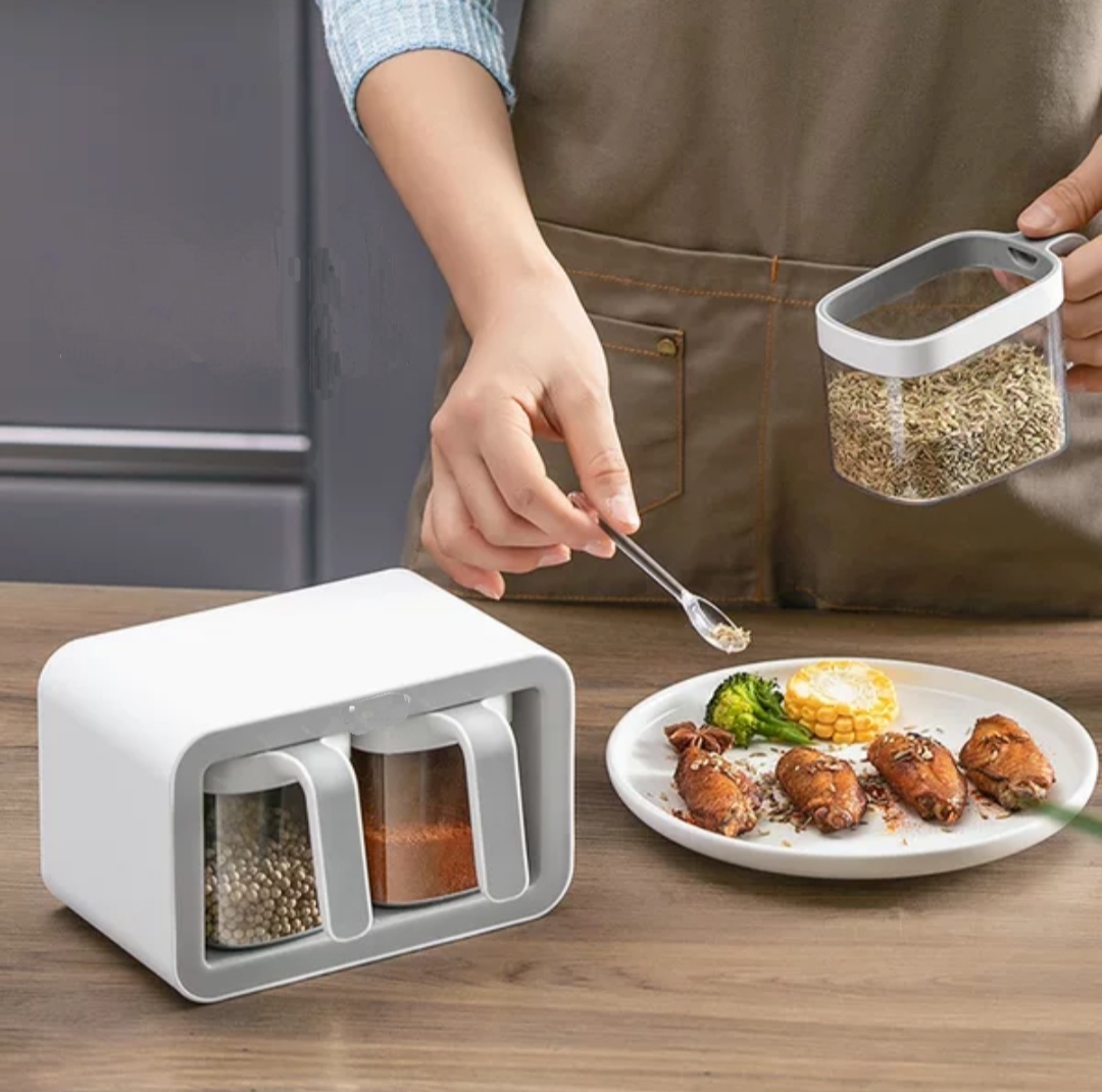 HÀNG CAO CẤP, Bộ 3 hộp đựng gia vị bằng nhựa gắn tường không cần khoan đục màu ngẫu nhiên