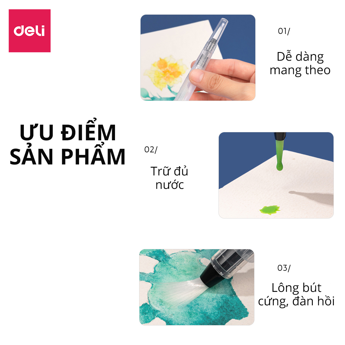 Màu Nước Dạng Nén Cao Cấp 24 Màu Nusign - Kèm Bút Vẽ, Bông Mút Chuyên Nghiệp, Màu bền, đậm, Dễ Loang Màu