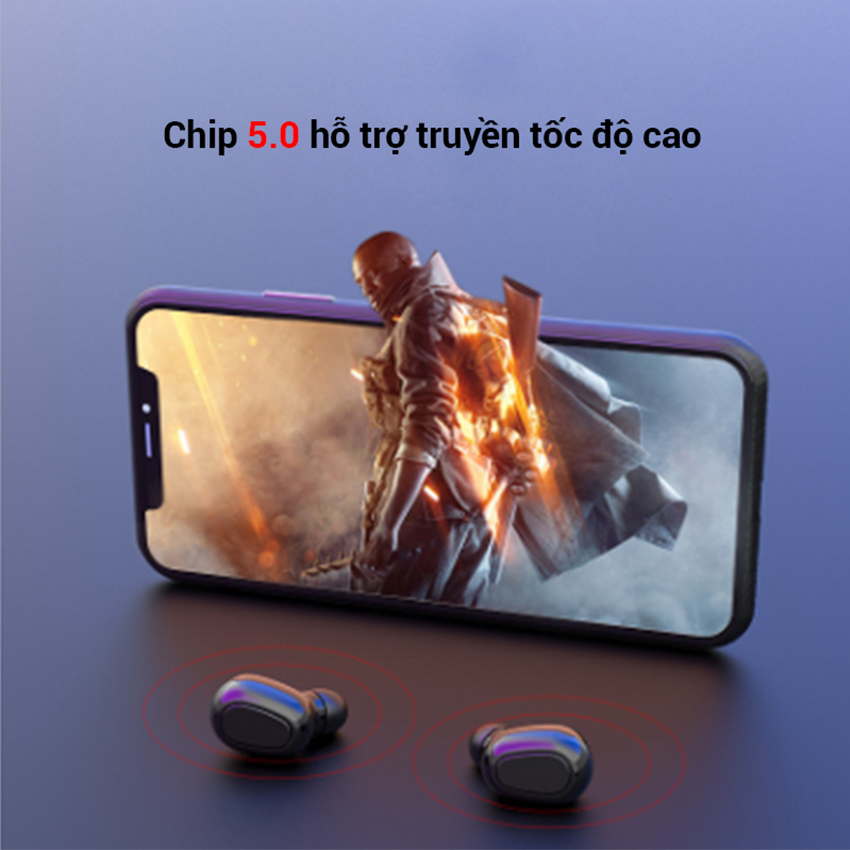 Tai nghe Bluetooth 5.0 nhét tai không dây mini gaming pin trâu trời trang- Đèn LED hiển thị dung lượng pin - Hàng chính hãng TNBT01