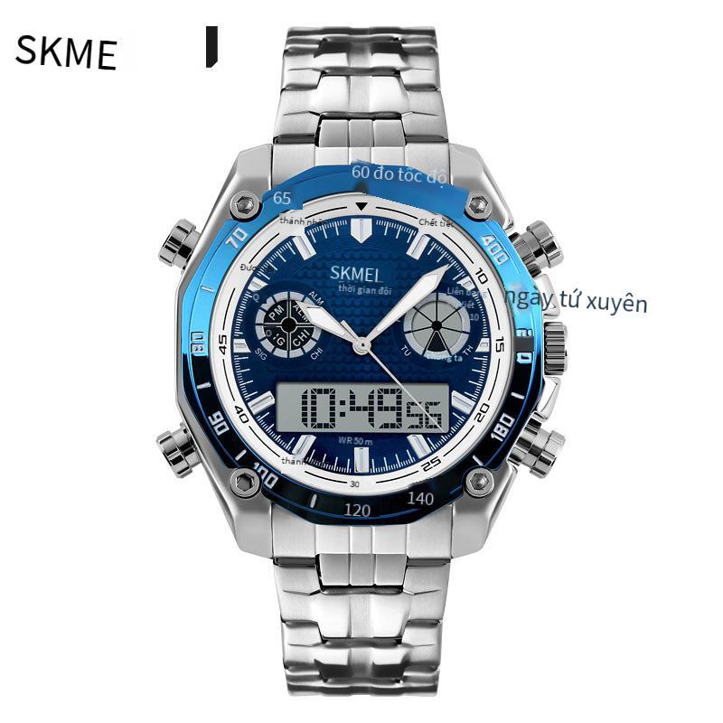 Đảm bảo chất lượng khoảnh khắc đẹp mới thoáng mát nam dây thép đồng hồ hiển thị thời gian kép đồng hồ điện tử đồng hồ cao cấp đồng hồ thể thao ngoài trời